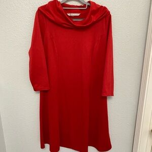 Peter Nygard Red Cowl Neck Dolman Sleeve Dress